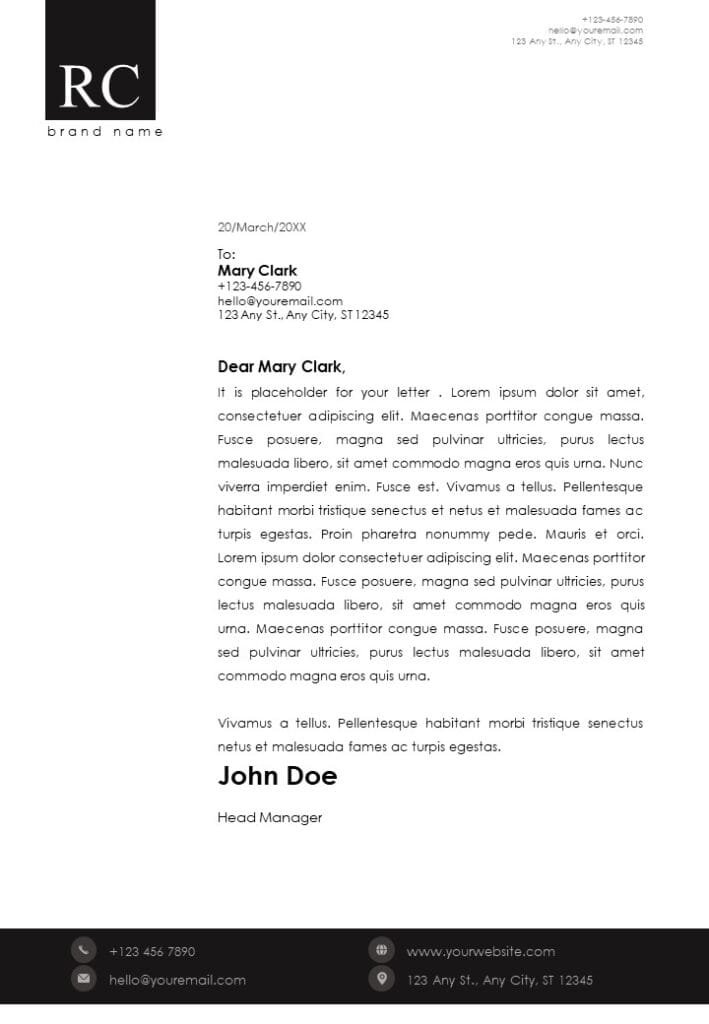 Black and White Business Letterhead Design Template | SlidesBrain