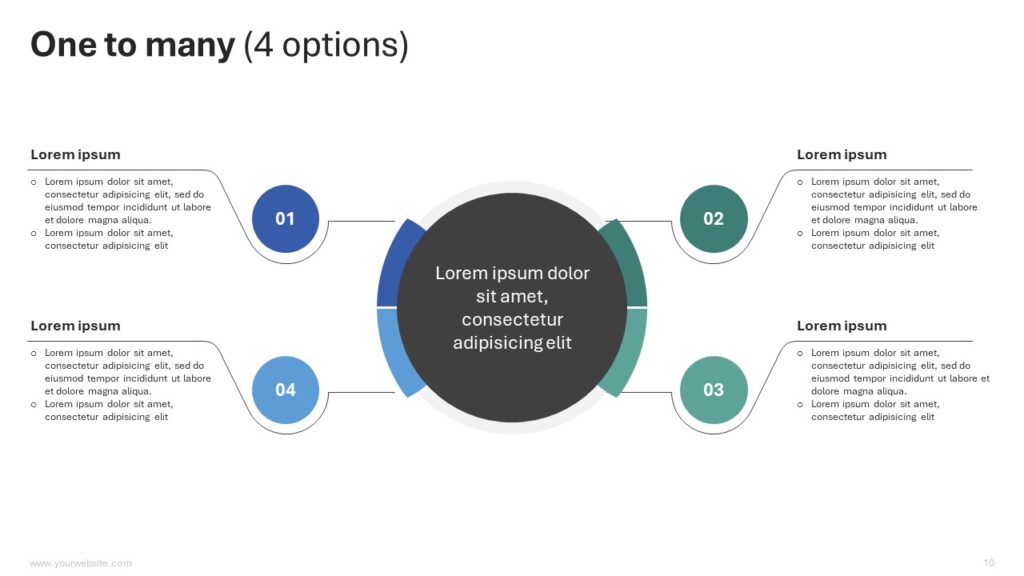 One to many 4 options Infographics - Slidesbrain