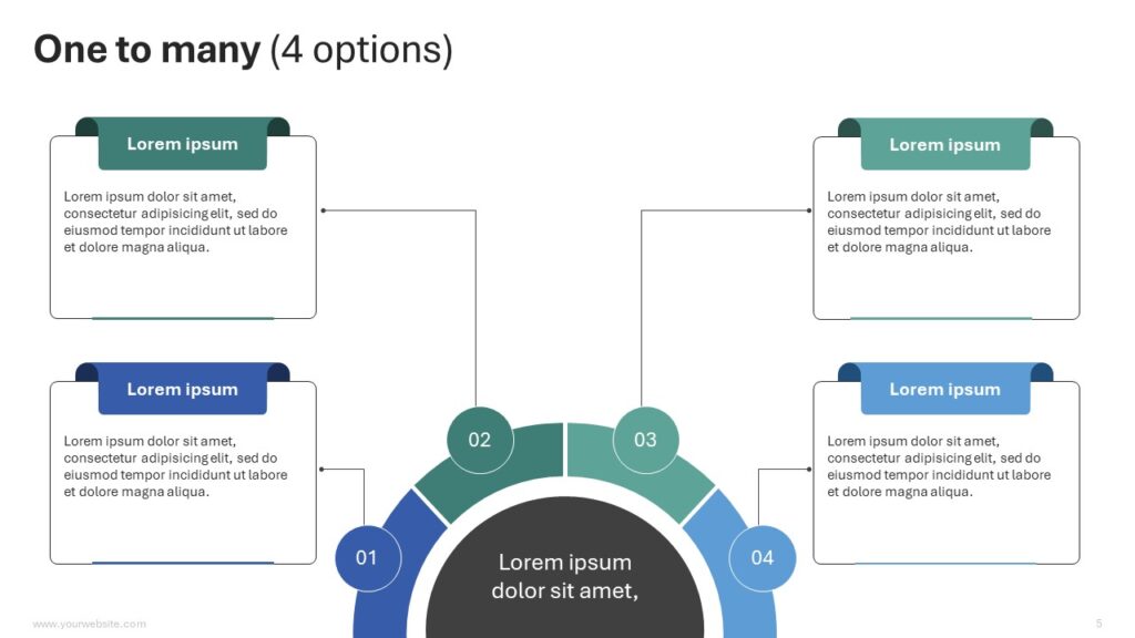 One to many 4 options Infographics - Slidesbrain