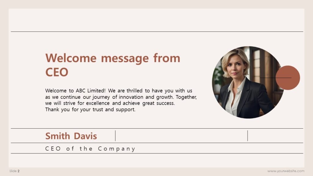 CEO Message Presentation Templates and Google Slides