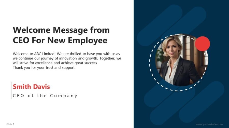 Welcome Introduction Message Welcome Message For New Employee Presentation Templates