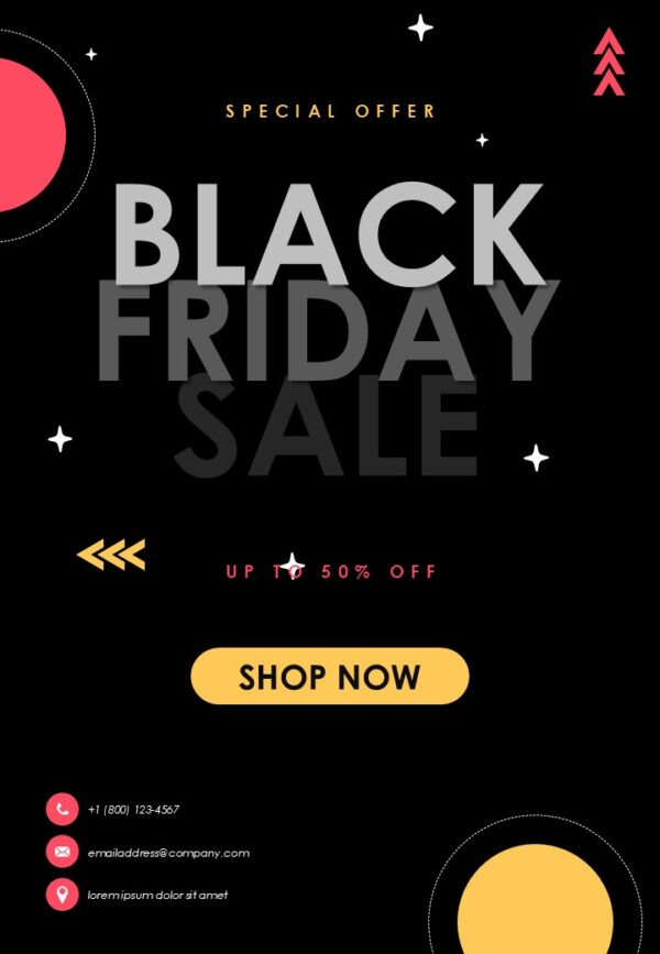 Black Friday Sale Discount Flyer A4 Powerpoint Template