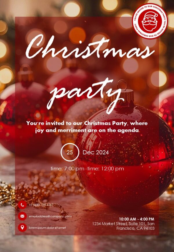 Christmas Party Red Flyer A4 Powerpoint Template