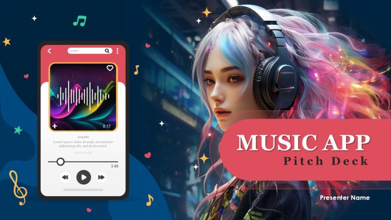 Music App Pitch Deck Custom Presentation Design Services