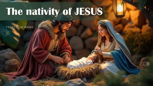 The nativity of Jesus Christ PowerPoint Template and Google Slides