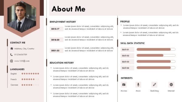 Expert Businesman About Me Presentation Template