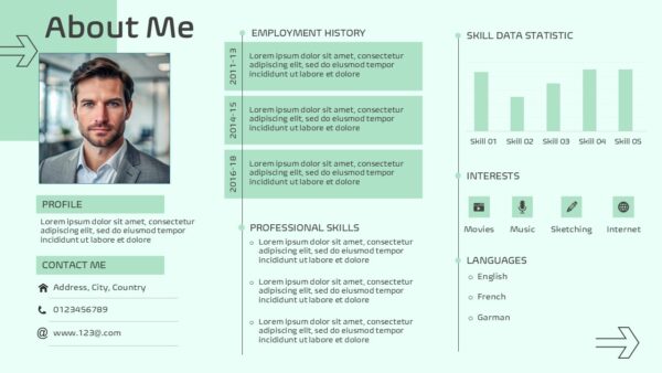 Professional One Page About Me Presentation Template