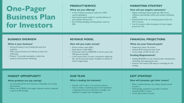 One Page Business Overview for Investors Slide Presentation Template