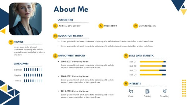 About Me Career Introduction Slide Presentation Template