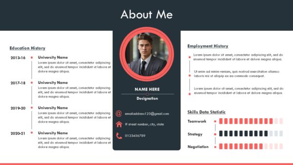 About Me One Pager for Entrepreneurs Presentation Template