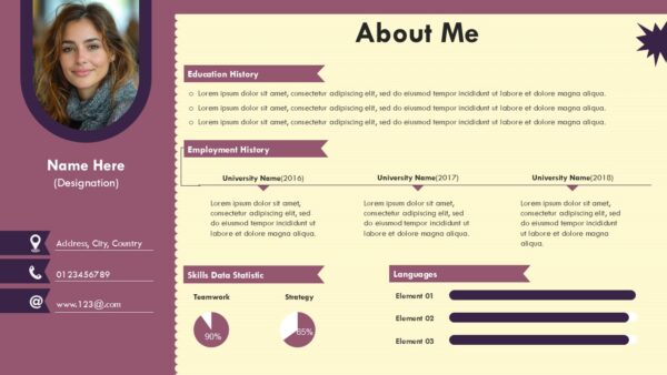 About Me Slide for Professionals Presentation Template