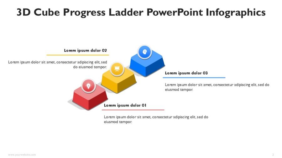 3D Cube Progress Ladder Steps 3 to 10 Infographics Templates