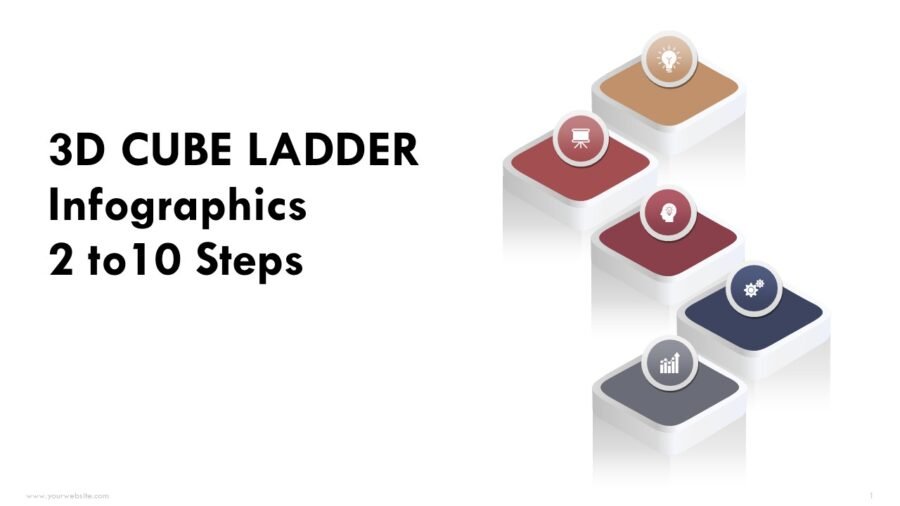 3D Ladder Steps 2 to 10 PowerPoint Infographics Templates
