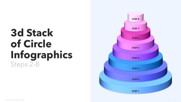 3d Stack of Circle Steps 2 to 8 PowerPoint Infographics