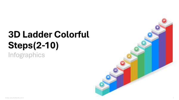 3D Ladder Colorful 2 to 10 Steps PowerPoint Infographics