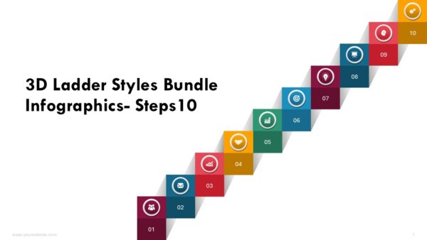 3D Ladder Styles Bundle PowerPoint Infographics Steps 10