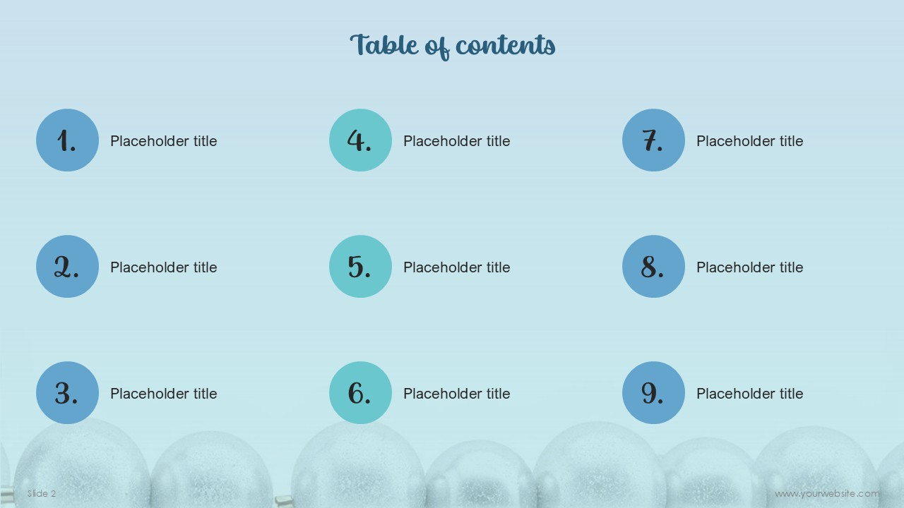 Christmas Sparkle Ornaments Snowflakes PowerPoint Template