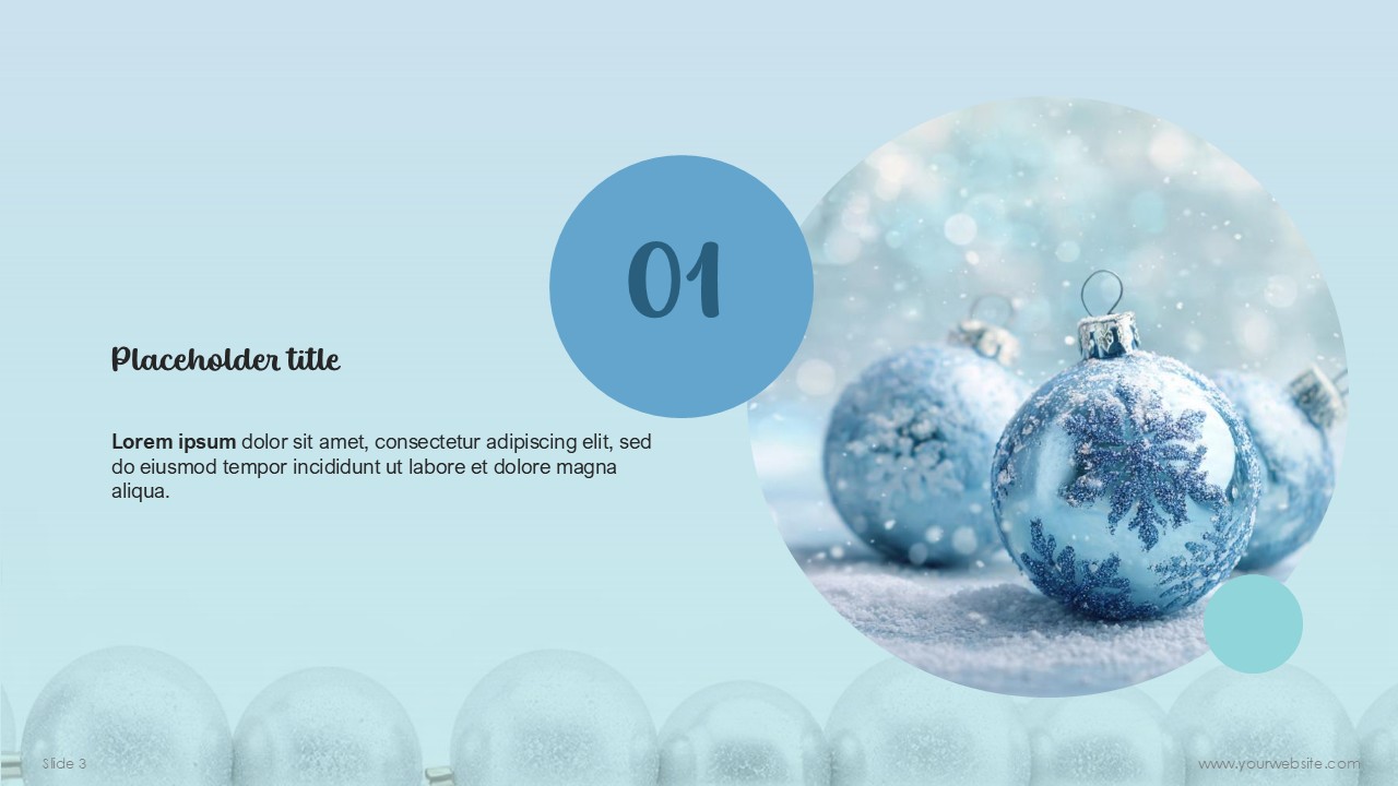 Christmas Sparkle Ornaments Snowflakes PowerPoint Template
