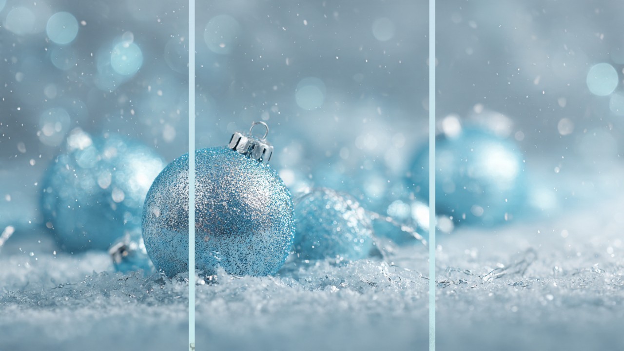 Christmas Sparkle Ornaments Snowflakes PowerPoint Template