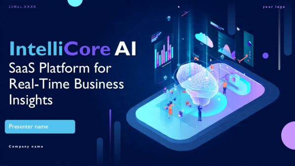 IntelliCore AI SaaS Platform for Real-Time Business Insights PPT Template