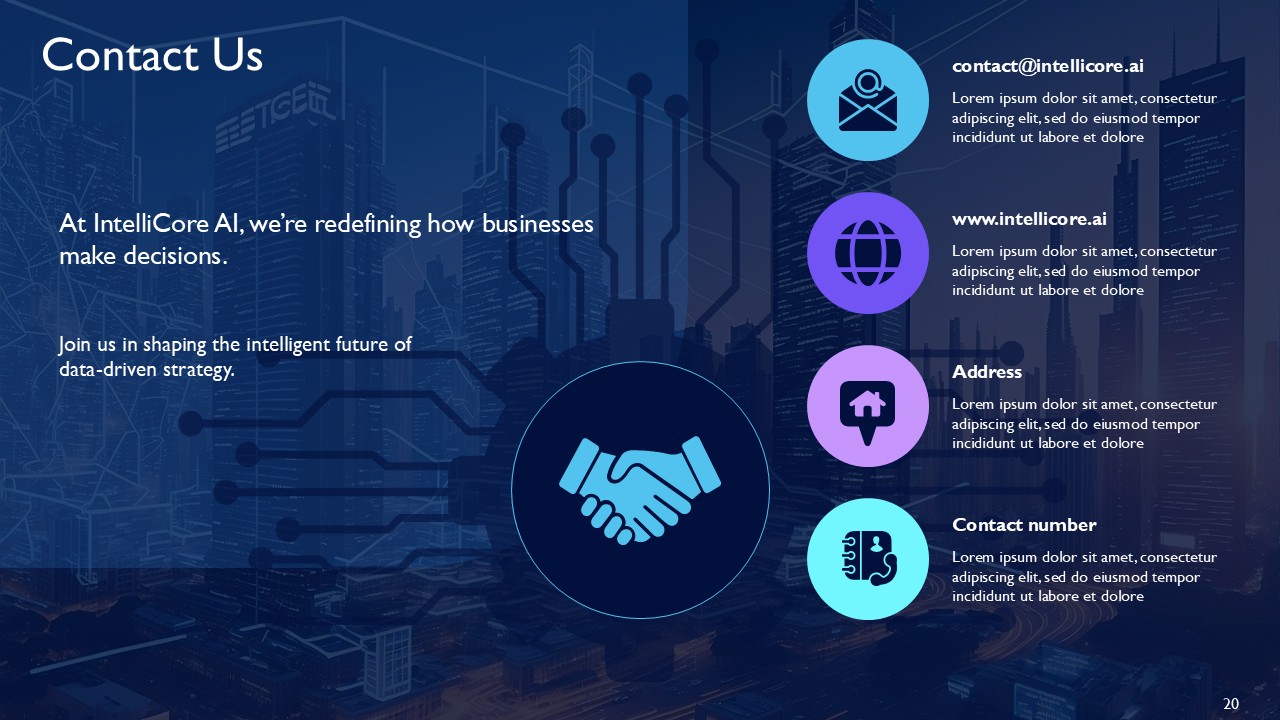 IntelliCore AI SaaS Platform for Real-Time Business Insights PPT Template