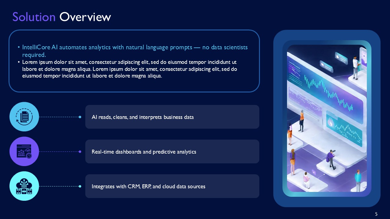 IntelliCore AI SaaS Platform for Real-Time Business Insights PPT Template