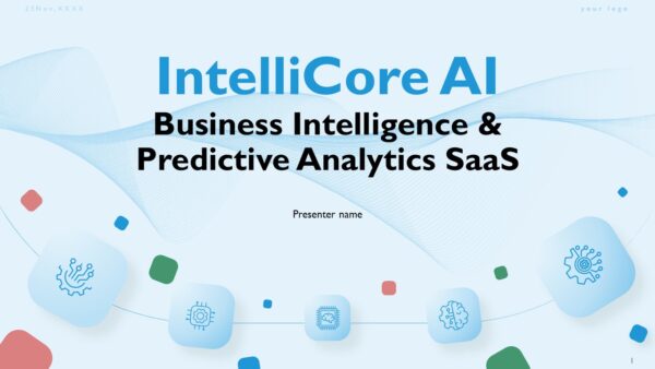 IntelliCore AI Business Intelligence and Predictive Analytics SaaS PPT Presentation Template