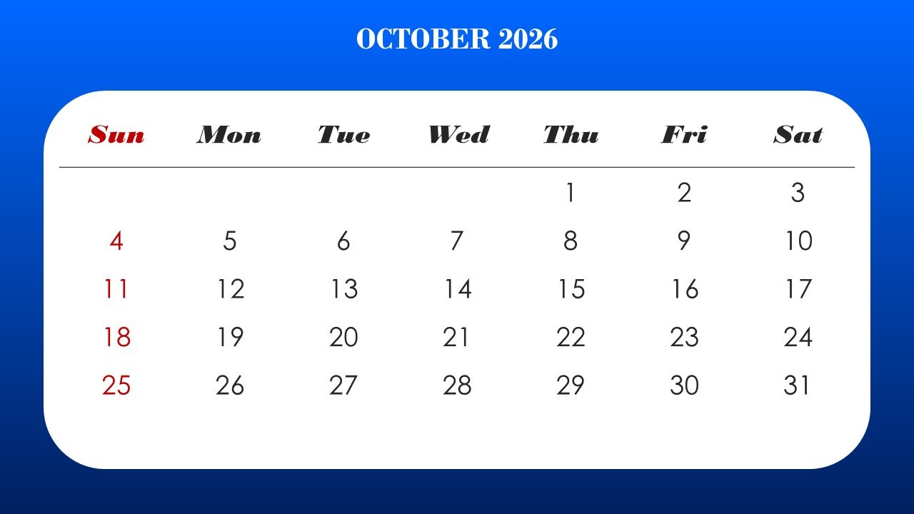 2026 Monthly Calendar Template PPT PowerPoint Infographics