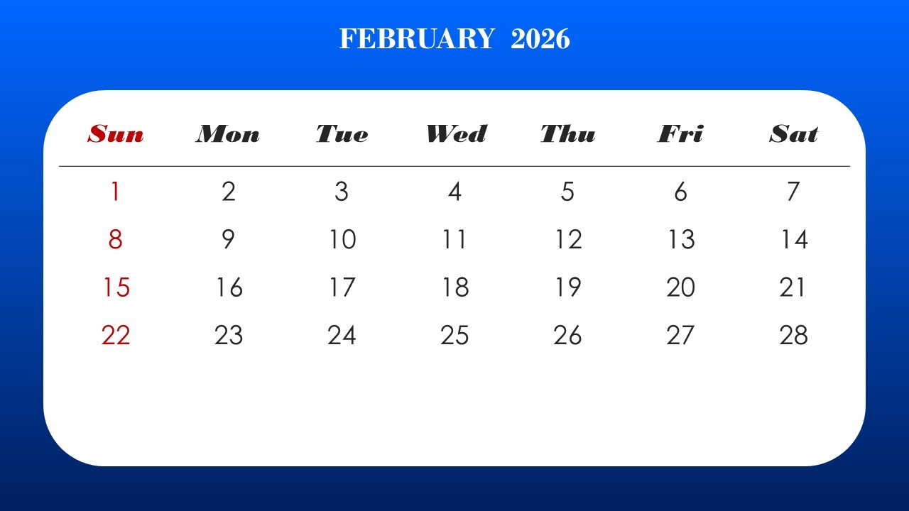 2026 Monthly Calendar Template PPT PowerPoint Infographics