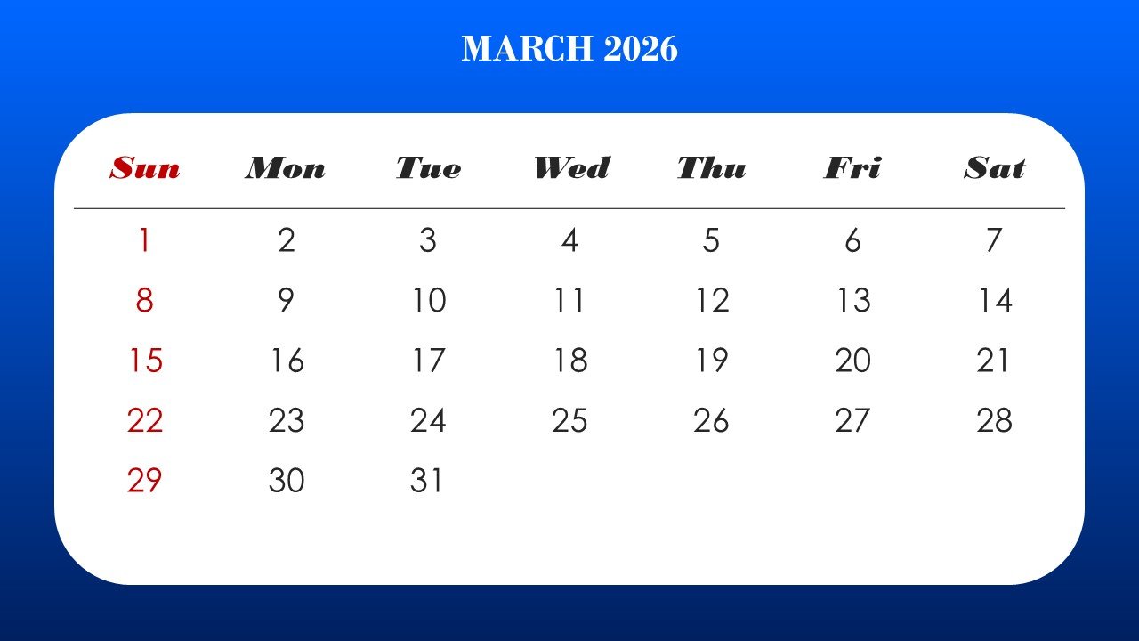 2026 Monthly Calendar Template PPT PowerPoint Infographics