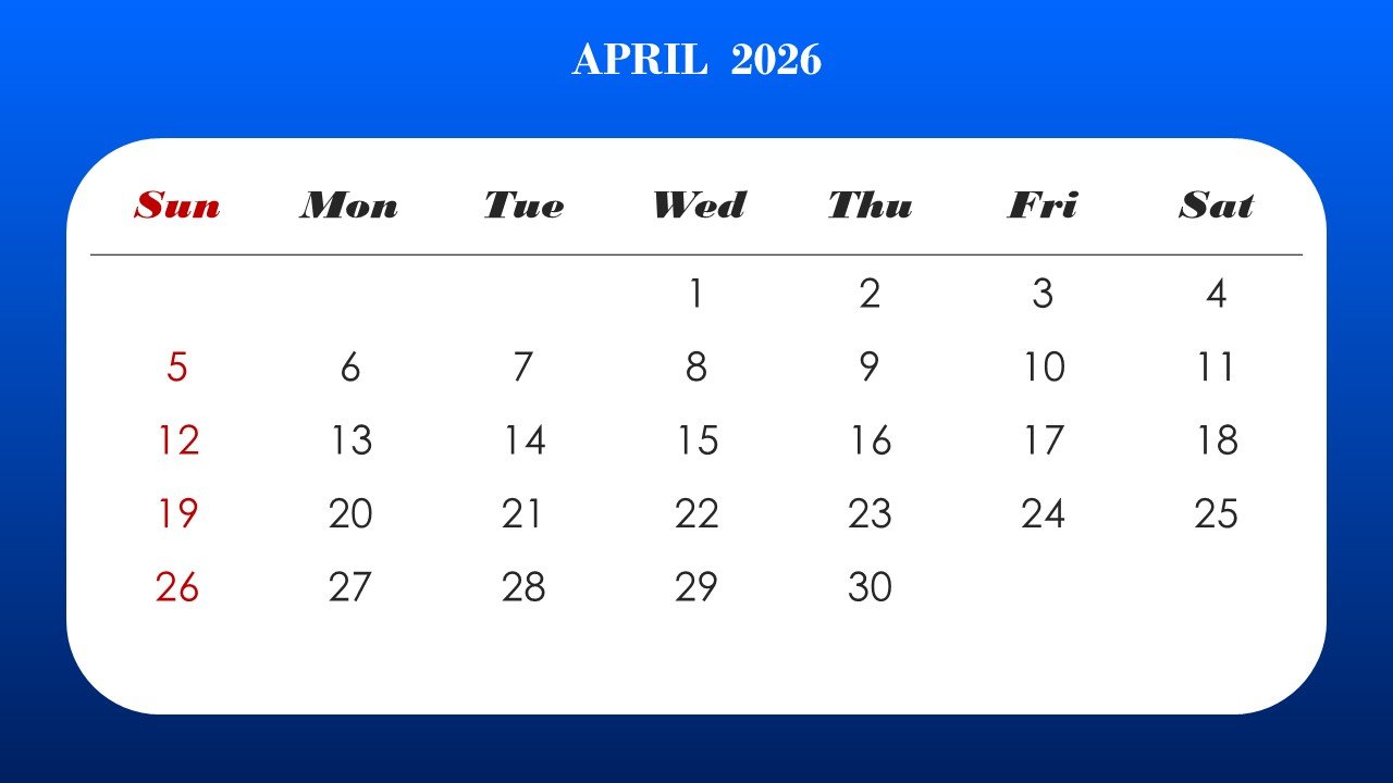 2026 Monthly Calendar Template PPT PowerPoint Infographics