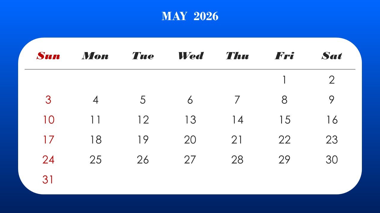 2026 Monthly Calendar Template PPT PowerPoint Infographics