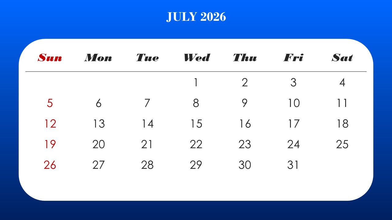 2026 Monthly Calendar Template PPT PowerPoint Infographics