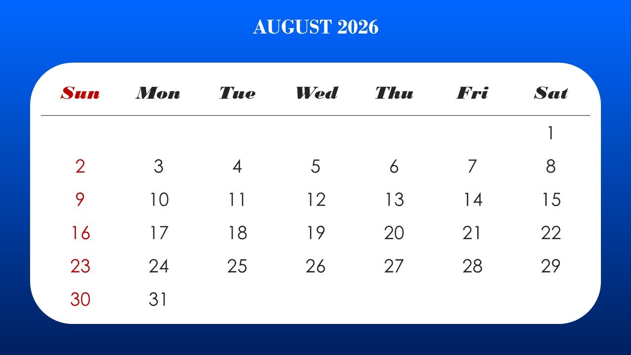 2026 Monthly Calendar Template PPT PowerPoint Infographics