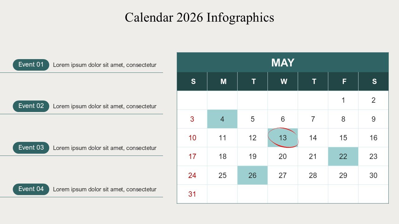 Calendar 2026 Strategic Event Planning PowerPoint Infographics