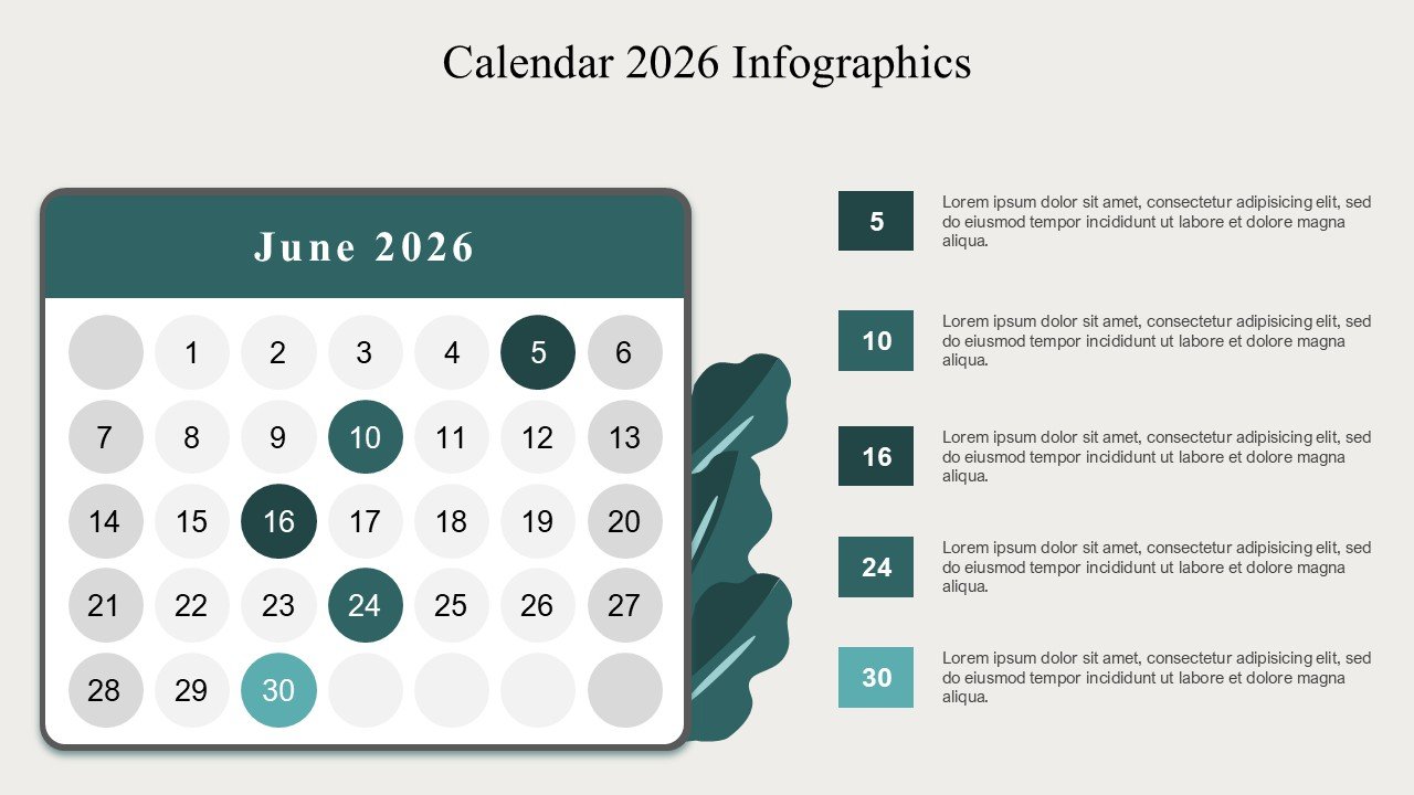 Calendar 2026 Strategic Event Planning PowerPoint Infographics