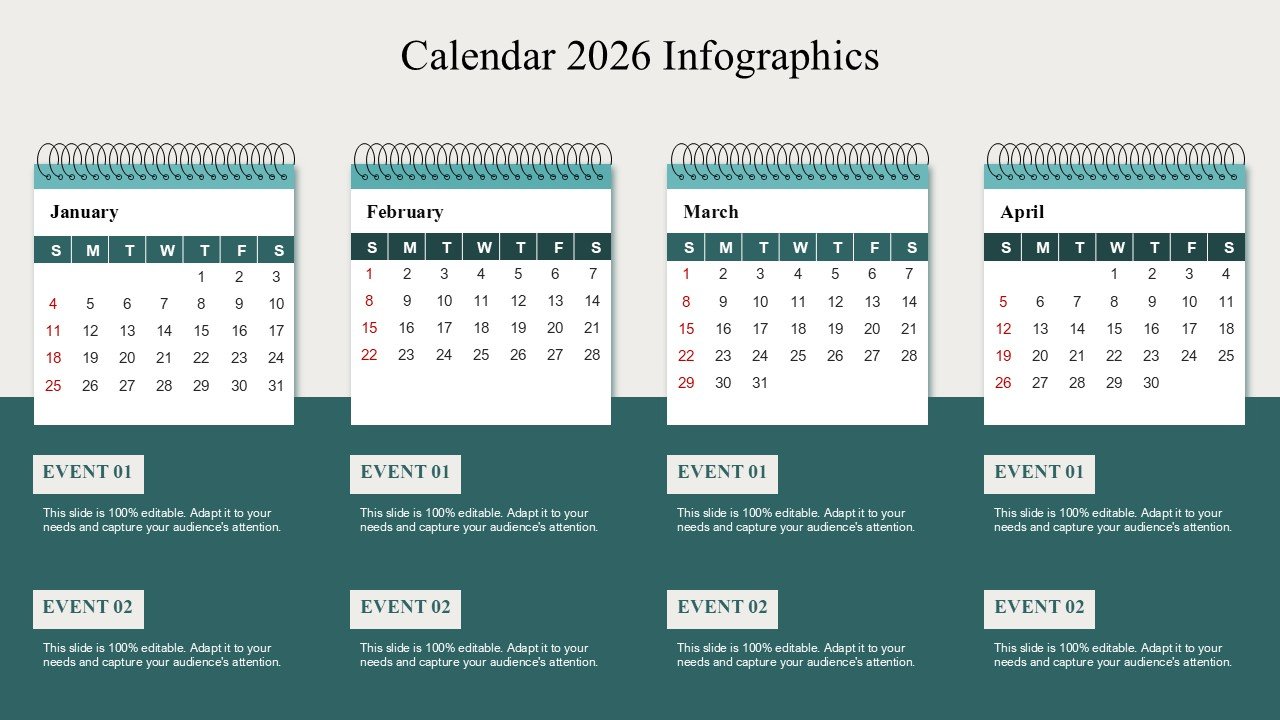 Calendar 2026 Strategic Event Planning PowerPoint Infographics