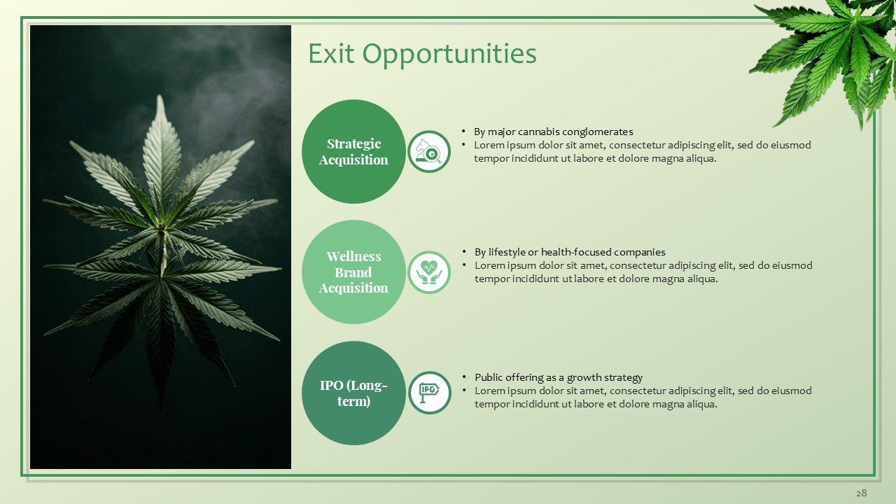 Cannabis and CBD Brands Investor Pitch Deck PPT Template