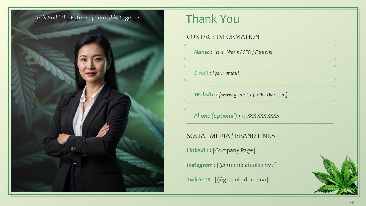 Cannabis and CBD Brands Investor Pitch Deck PPT Template