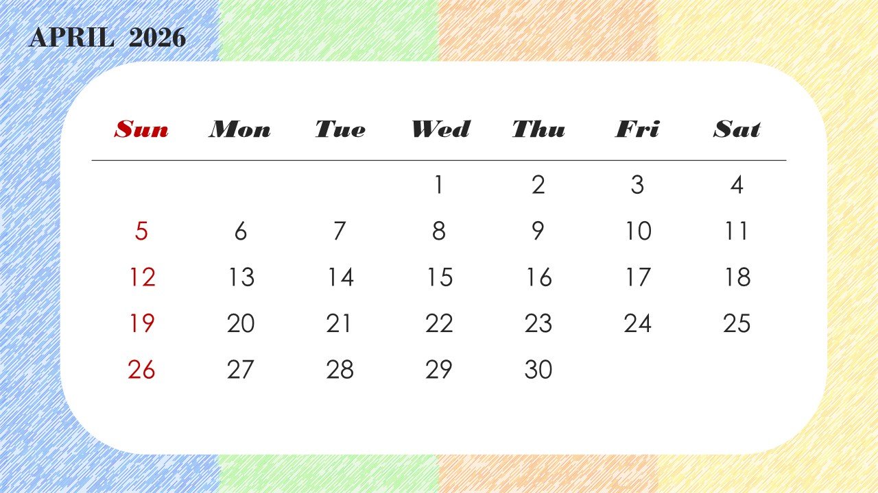 Colorful 2026 Monthly Calendar Template PPT PowerPoint Infographics