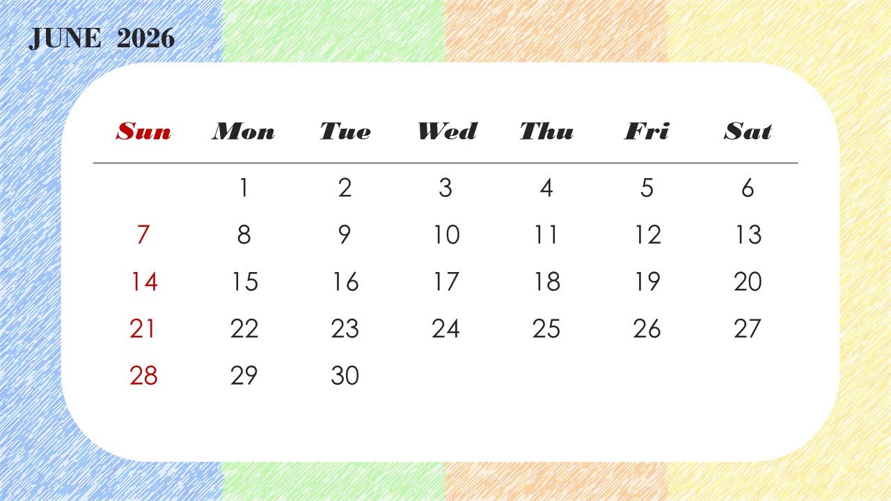 Colorful 2026 Monthly Calendar Template PPT PowerPoint Infographics
