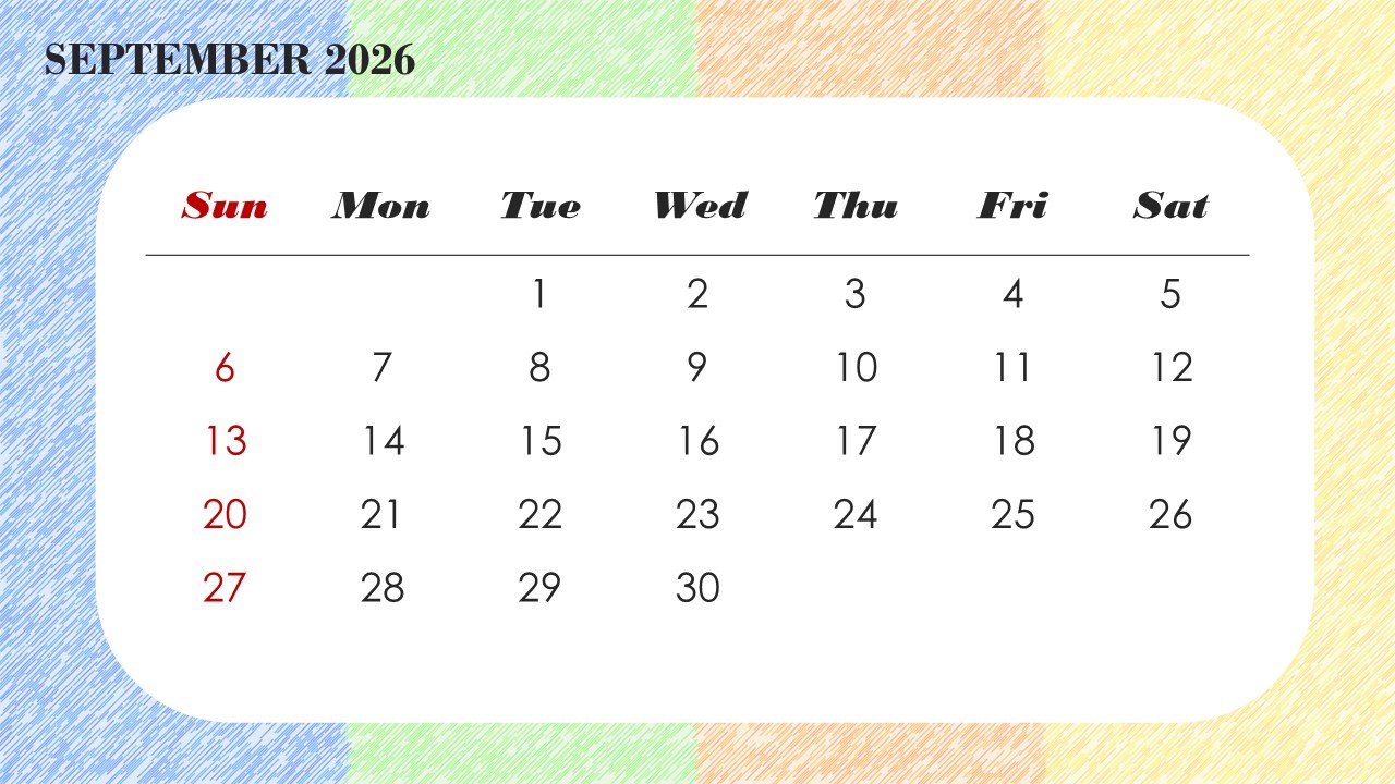 Colorful 2026 Monthly Calendar Template PPT PowerPoint Infographics