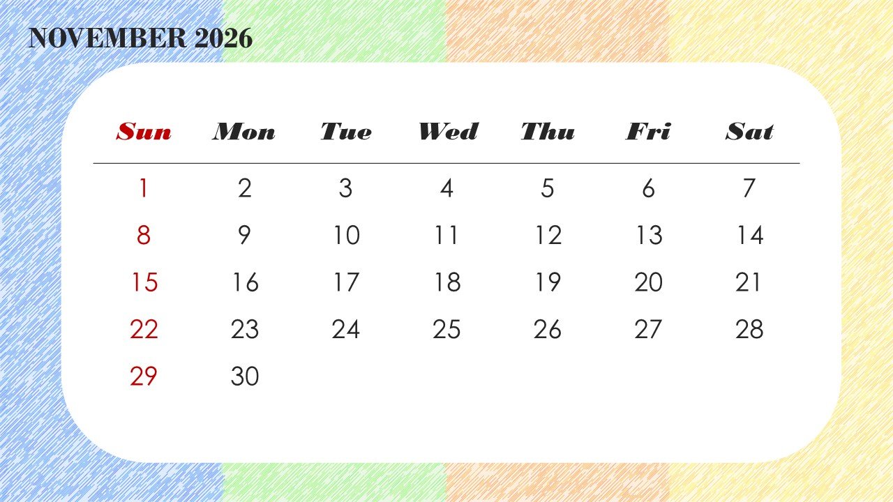 Colorful 2026 Monthly Calendar Template PPT PowerPoint Infographics