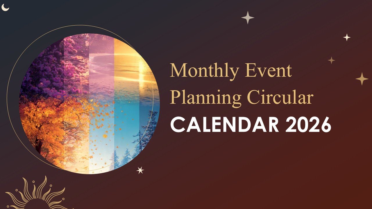 Monthly Event Planning Circular Calender 2026 PowerPoint Infographics