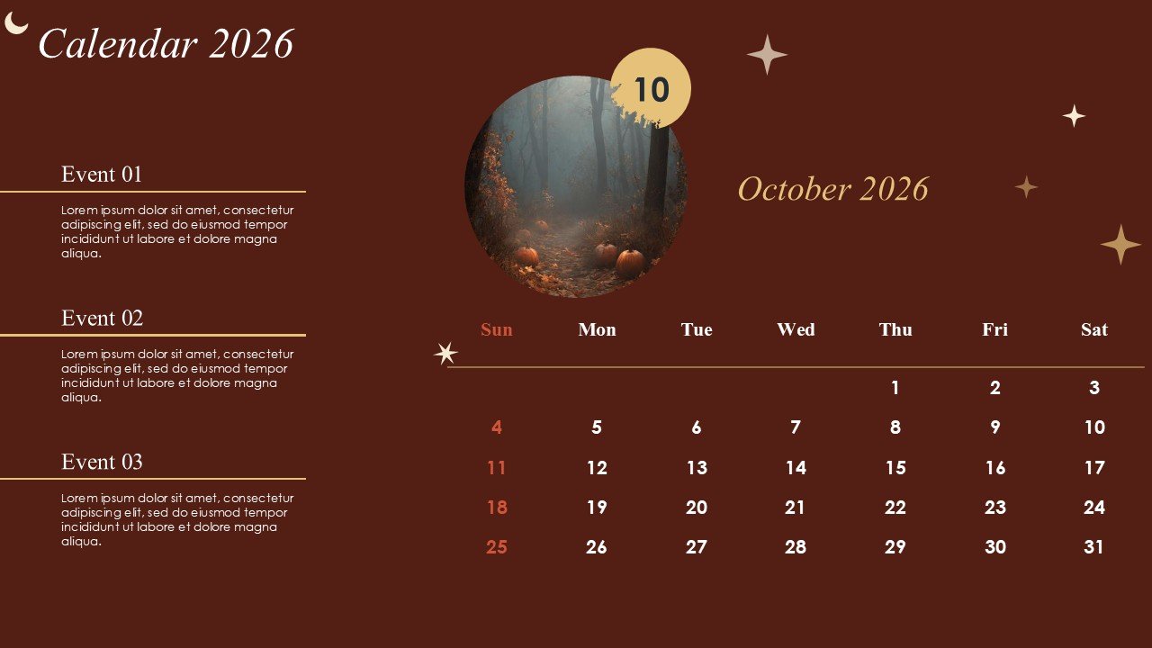 Monthly Event Planning Circular Calender 2026 PowerPoint Infographics