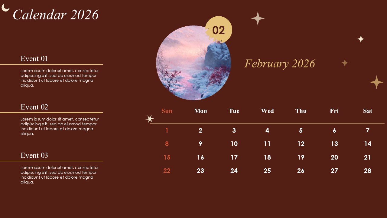 Monthly Event Planning Circular Calender 2026 PowerPoint Infographics