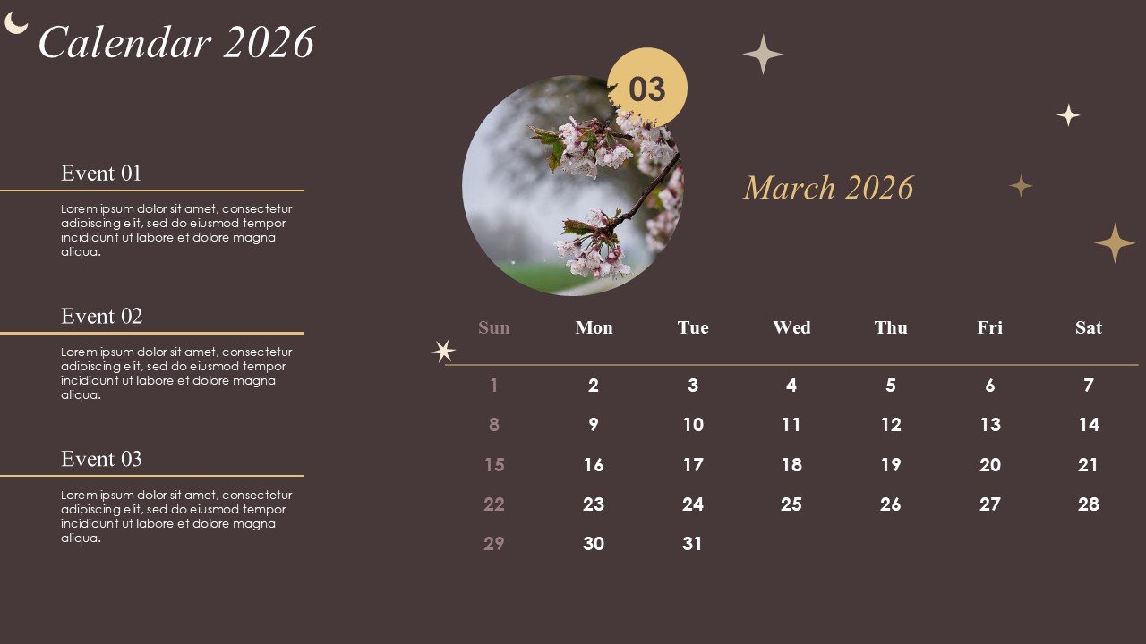 Monthly Event Planning Circular Calender 2026 PowerPoint Infographics