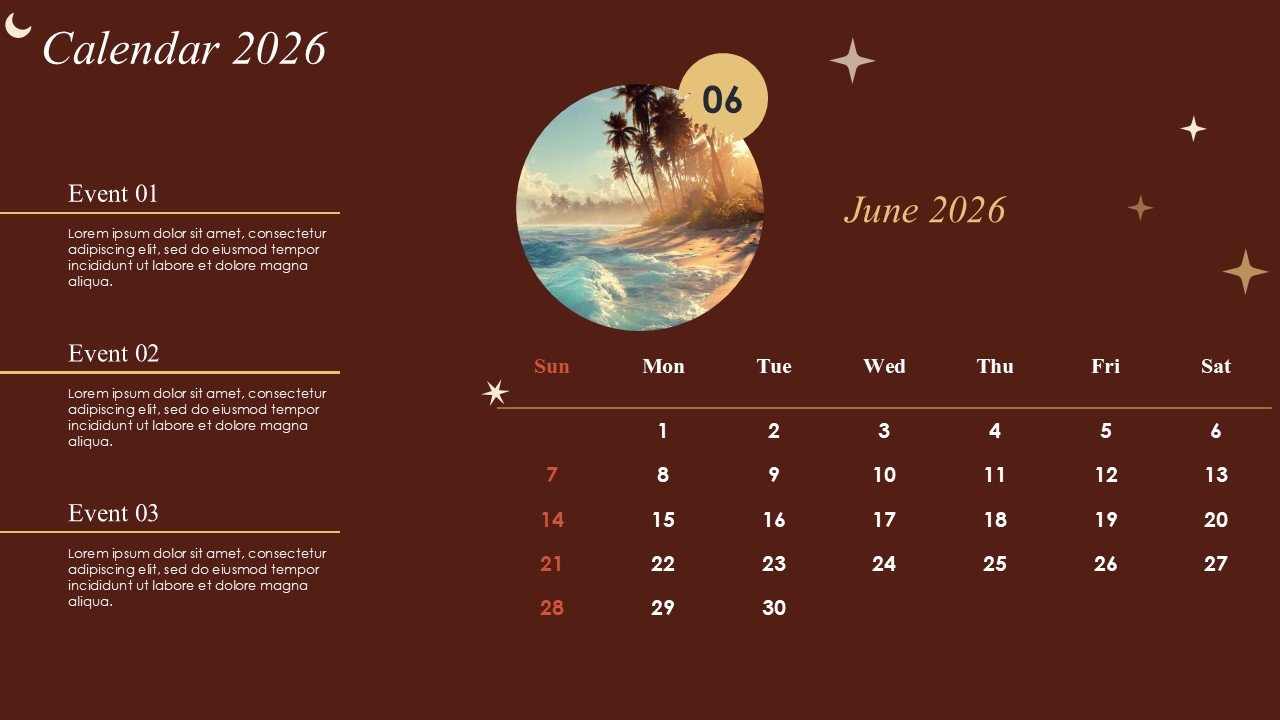 Monthly Event Planning Circular Calender 2026 PowerPoint Infographics