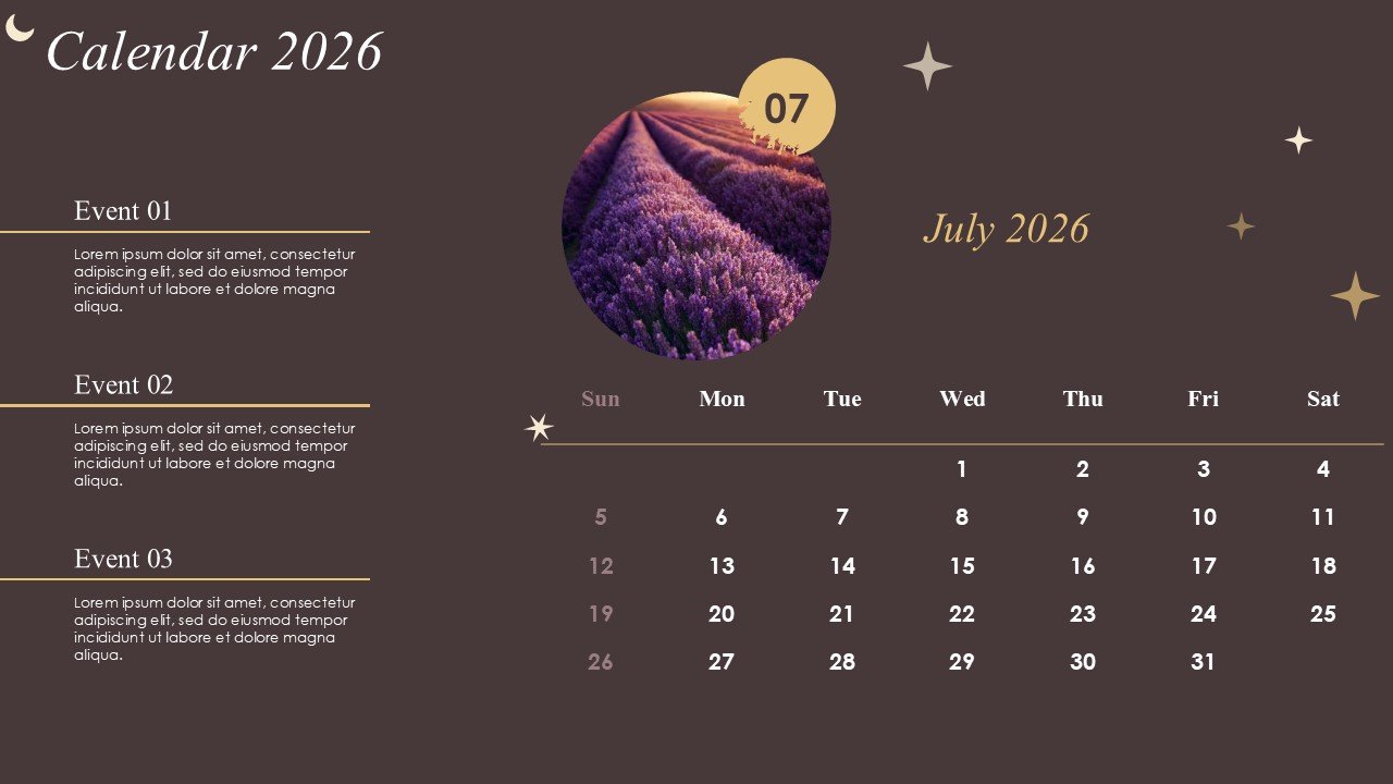 Monthly Event Planning Circular Calender 2026 PowerPoint Infographics