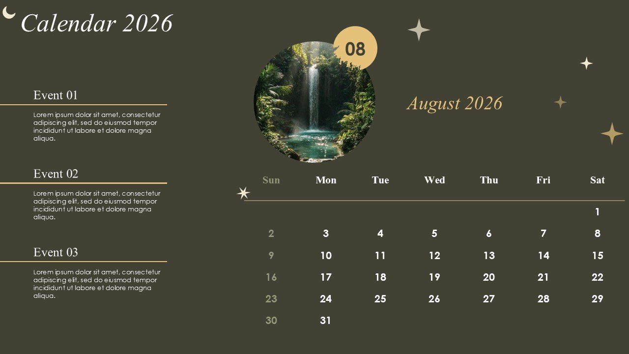 Monthly Event Planning Circular Calender 2026 PowerPoint Infographics